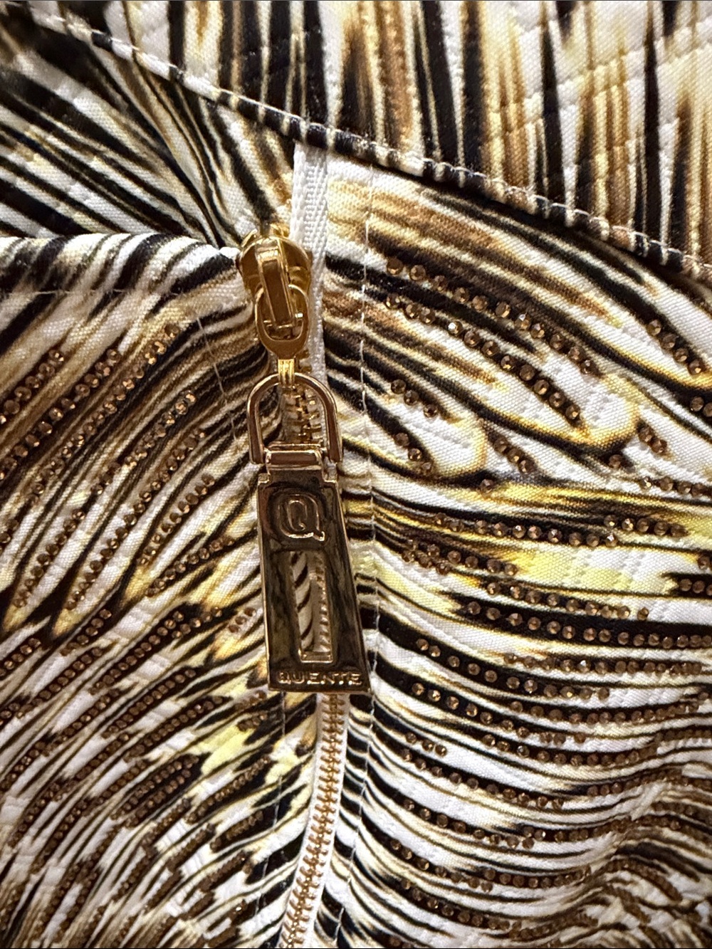 Donna Vinci White & Gold Embellished Moto Jacket - Picture 4 of 7